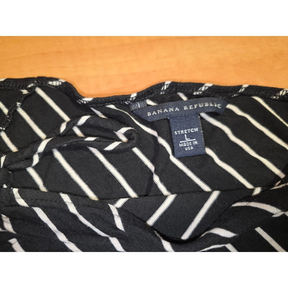 Banana Republic Womens Black White Diagonal Stripe Long Sleeve Top Large Stretch - Picture 3 of 6
